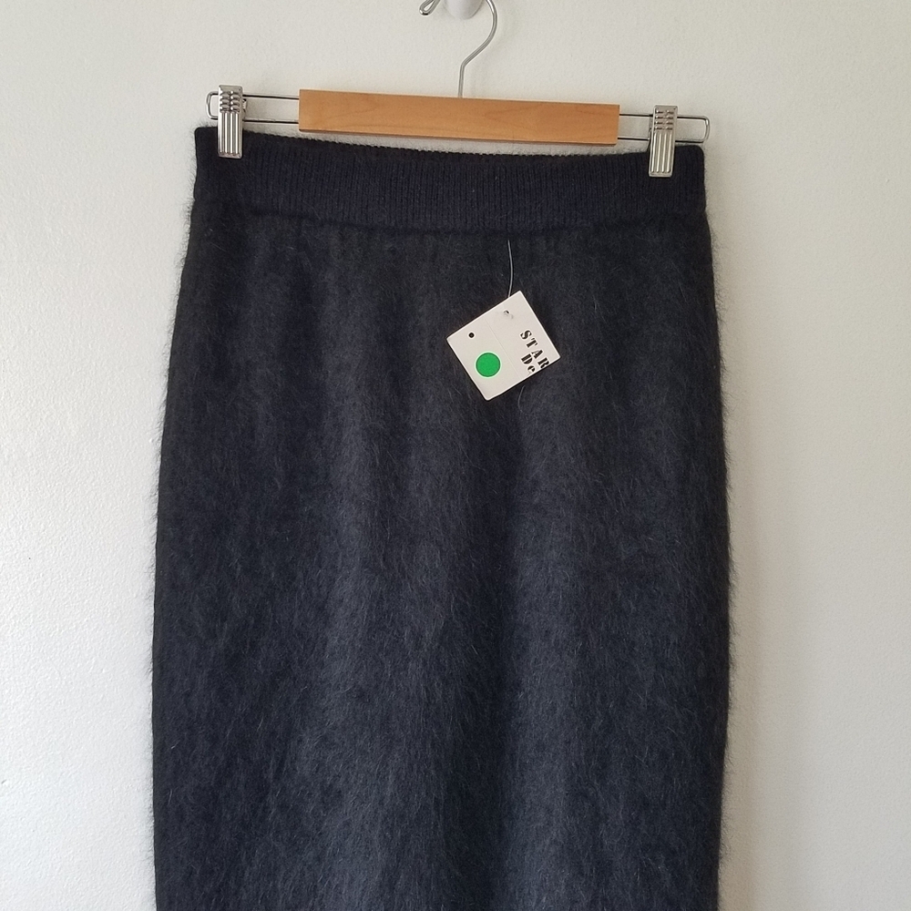 Vintage Starlight Design Angora Blend Black Fuzzy Eyelash Lined Pencil Skirt - Picture 6 of 10